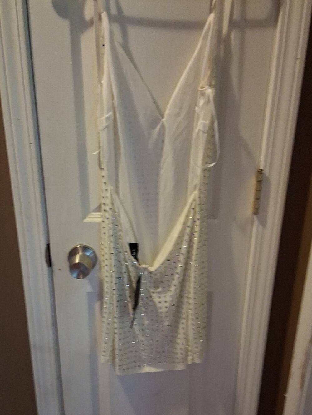 AKIRA White Crystal-Studded Mini Slip Dress - Picture 2 of 2